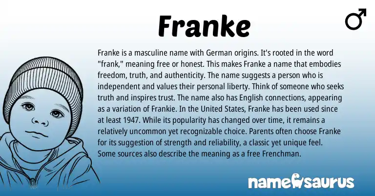 Infographic about Franke name meaning, Franke is a name from German, Germanic origin(s).