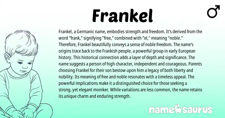 Infographic about Frankel name meaning, Frankel is a name from Germanic origin(s).