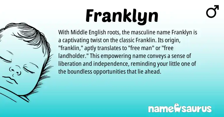 Infographic about Franklyn name meaning, Franklyn is a name from Middle English origin(s).