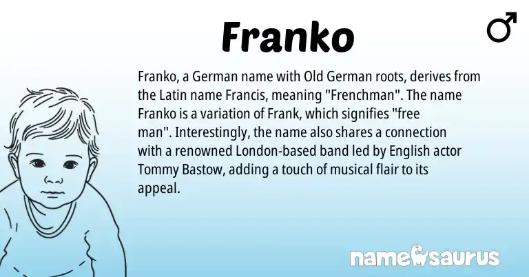 Infographic about Franko name meaning, Franko is a name from Old German, German, English, Latin origin(s).
