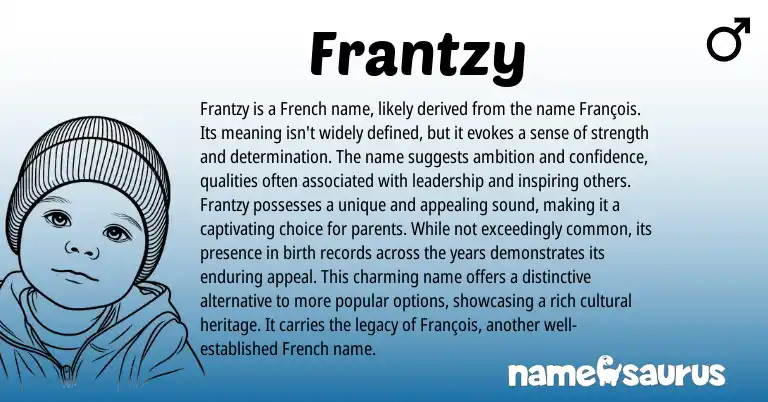 Infographic about Frantzy name meaning, Frantzy is a name from French origin(s).