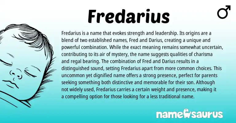Infographic about Fredarius name meaning, Fredarius is a name from Other origin(s).