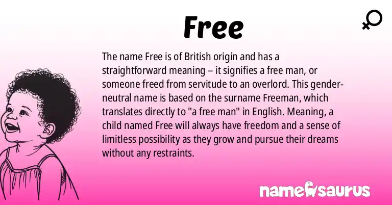 Infographic about Free name meaning, Free is a name from British origin(s).