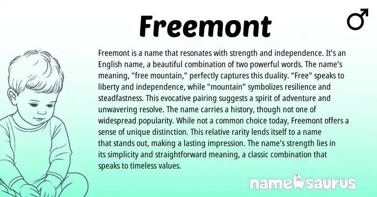 Infographic about Freemont name meaning, Freemont is a name from English origin(s).