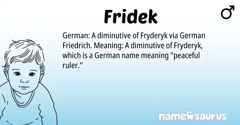 Infographic about Fridek name meaning, Fridek is a name from German origin(s).