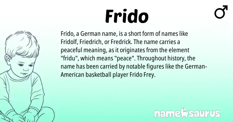 Infographic about Frido name meaning, Frido is a name from German, American origin(s).