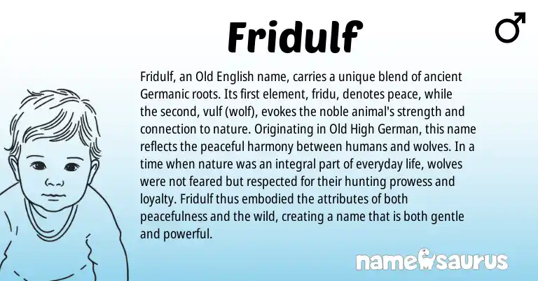 Infographic about Fridulf name meaning, Fridulf is a name from Old High German, Old English, Germanic origin(s).