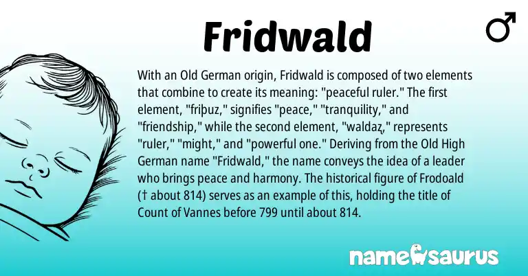 Infographic about Fridwald name meaning, Fridwald is a name from Old German, Old High German origin(s).