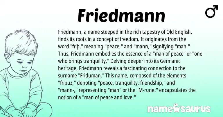 Infographic about Friedmann name meaning, Friedmann is a name from Old English, Germanic origin(s).
