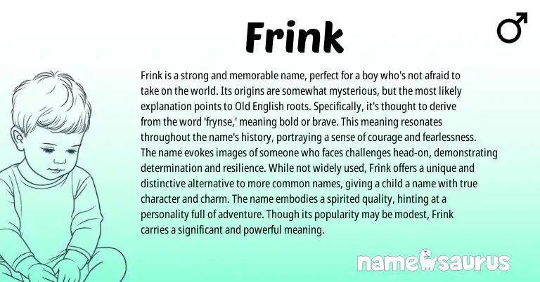 Infographic about Frink name meaning, Frink is a name from English origin(s).