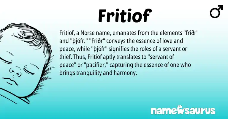 Infographic about Fritiof name meaning, Fritiof is a name from Norse origin(s).
