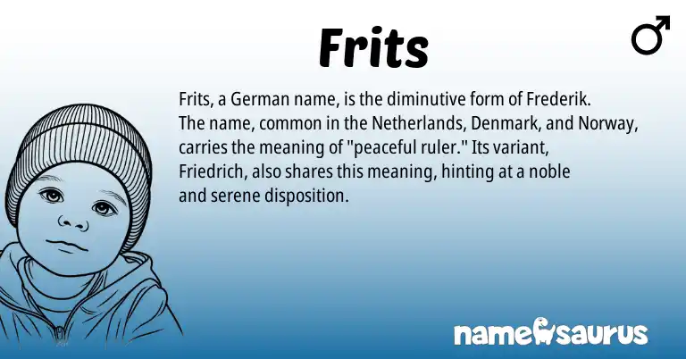Infographic about Frits name meaning, Frits is a name from Norway, German, Netherlands origin(s).