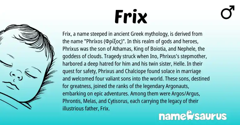 Infographic about Frix name meaning, Frix is a name from Greek origin(s).