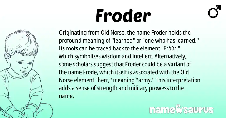 Infographic about Froder name meaning, Froder is a name from Old Norse origin(s).