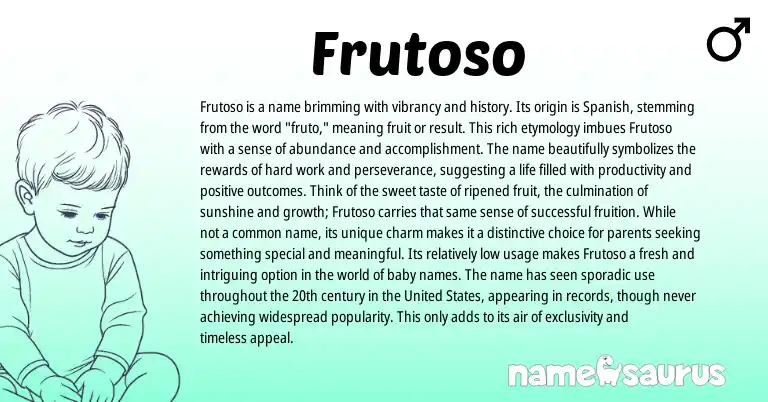 Infographic about Frutoso name meaning, Frutoso is a name from Spanish origin(s).