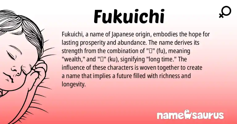 Infographic about Fukuichi name meaning, Fukuichi is a name from Japanese origin(s).