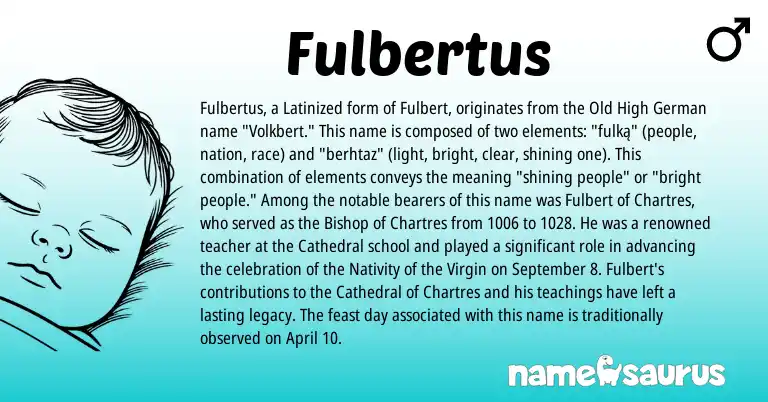 Infographic about Fulbertus name meaning, Fulbertus is a name from Old High German origin(s).