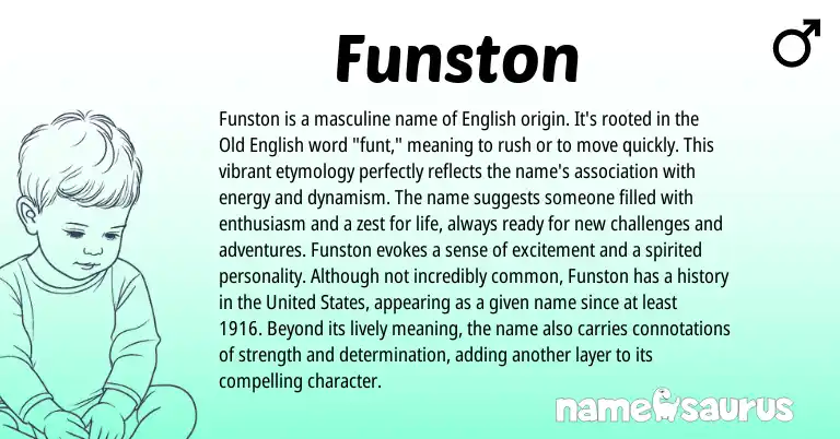 Infographic about Funston name meaning, Funston is a name from English origin(s).