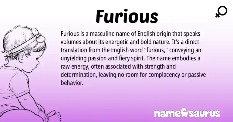 Infographic about Furious name meaning, Furious is a name from English (American) origin(s).