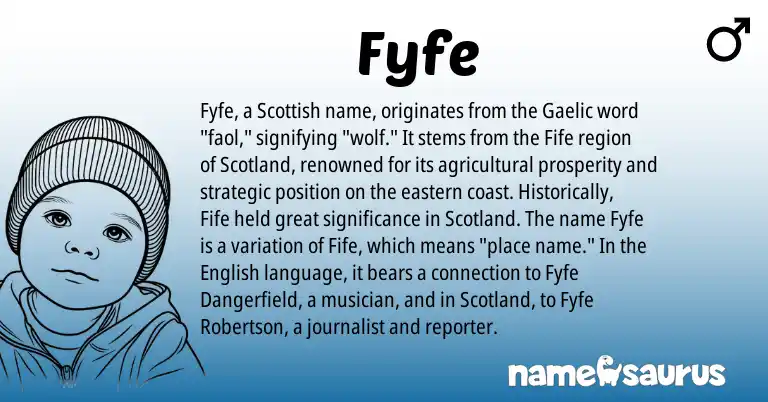 Infographic about Fyfe name meaning, Fyfe is a name from English, Gaelic, Scottish origin(s).