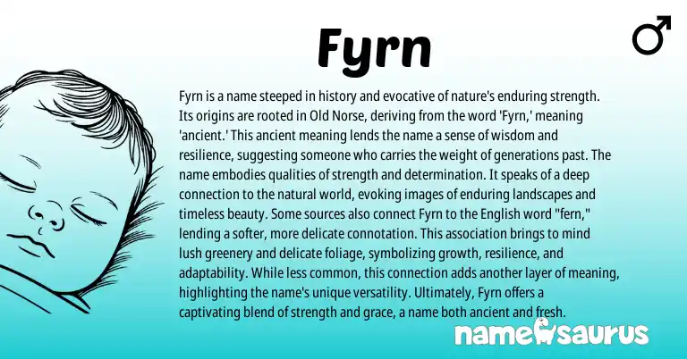Infographic about Fyrn name meaning, Fyrn is a name from Norse origin(s).