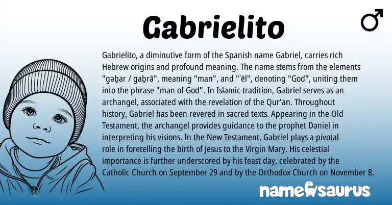 Infographic about Gabrielito name meaning, Gabrielito is a name from Spanish, Hebrew origin(s).