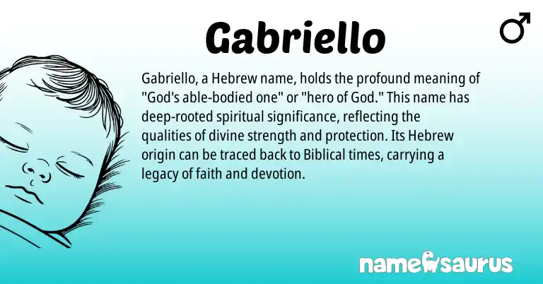 Infographic about Gabriello name meaning, Gabriello is a name from Hebrew origin(s).