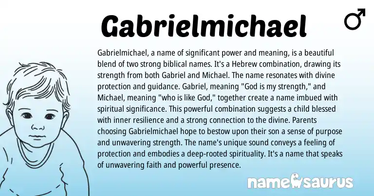 Infographic about Gabrielmichael name meaning, Gabrielmichael is a name from Hebrew origin(s).