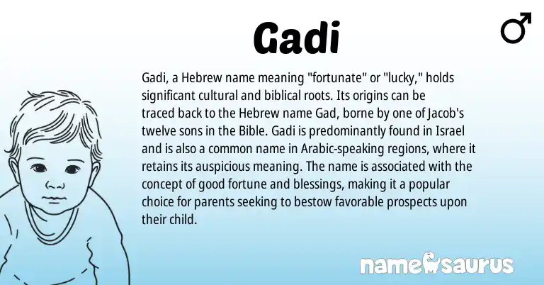 Infographic about Gadi name meaning, Gadi is a name from Arabic, Hebrew origin(s).