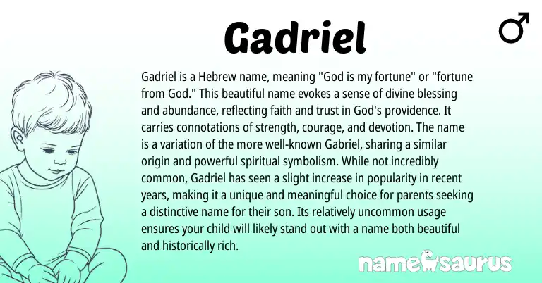 Infographic about Gadriel name meaning, Gadriel is a name from Hebrew origin(s).