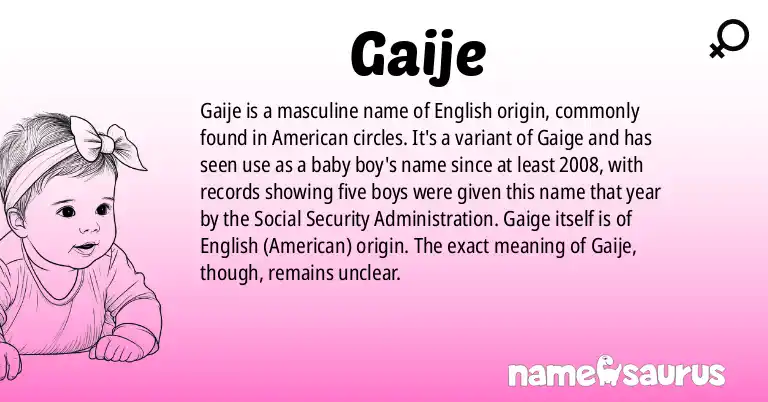 Infographic about Gaije name meaning, Gaije is a name from English (American) origin(s).