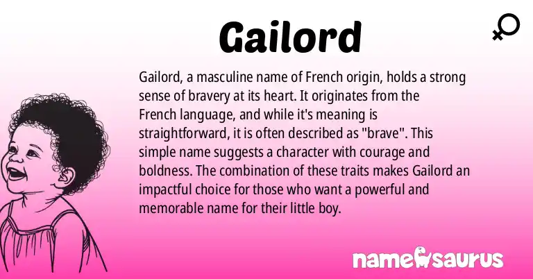 Infographic about Gailord name meaning, Gailord is a name from French origin(s).