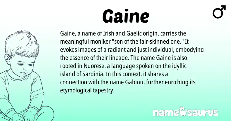Infographic about Gaine name meaning, Gaine is a name from Irish, Gaelic origin(s).