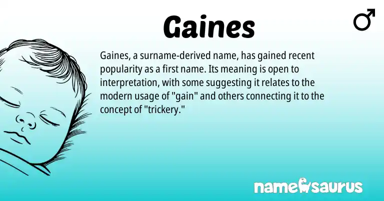 Infographic about Gaines name meaning, Gaines is a name from N/A origin(s).