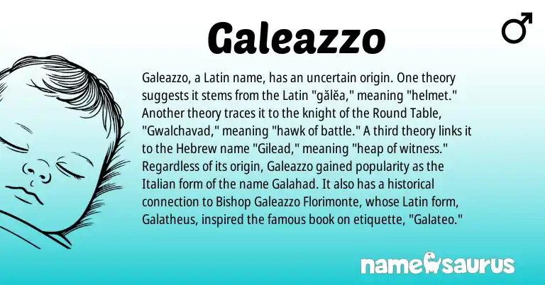 Infographic about Galeazzo name meaning, Galeazzo is a name from Latin, Hebrew, Italian origin(s).