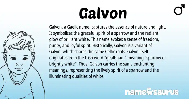 Infographic about Galvon name meaning, Galvon is a name from Irish, Gaelic, Celtic origin(s).