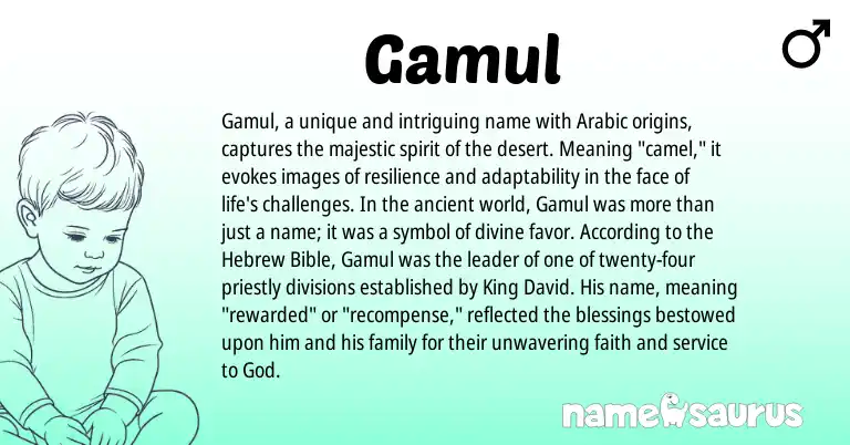 Infographic about Gamul name meaning, Gamul is a name from Arabic, Hebrew origin(s).