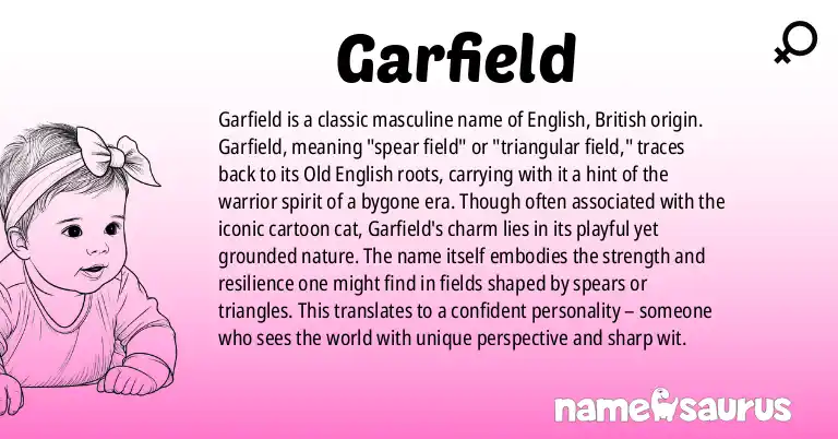 Infographic about Garfield name meaning, Garfield is a name from English, British origin(s).