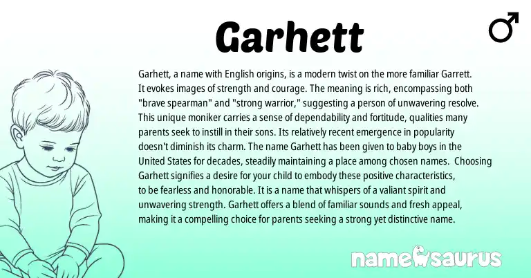 Infographic about Garhett name meaning, Garhett is a name from English origin(s).