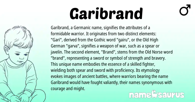 Infographic about Garibrand name meaning, Garibrand is a name from Old High German, Old Norse, Germanic, Gothic origin(s).