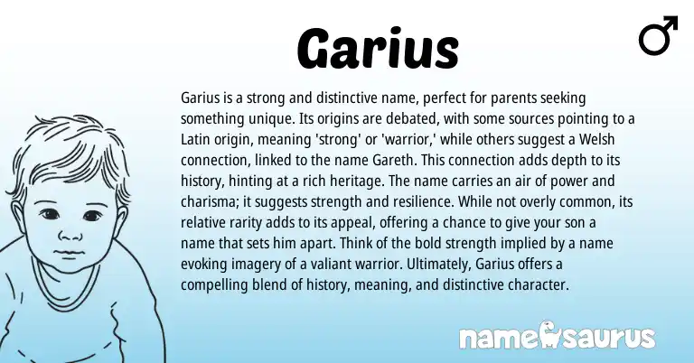 Infographic about Garius name meaning, Garius is a name from Latin origin(s).