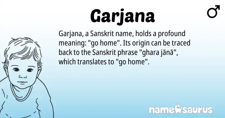 Infographic about Garjana name meaning, Garjana is a name from Sanskrit origin(s).
