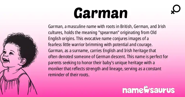 Infographic about Garman name meaning, Garman is a name from British, German, Irish origin(s).