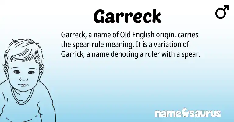 Infographic about Garreck name meaning, Garreck is a name from Old English origin(s).