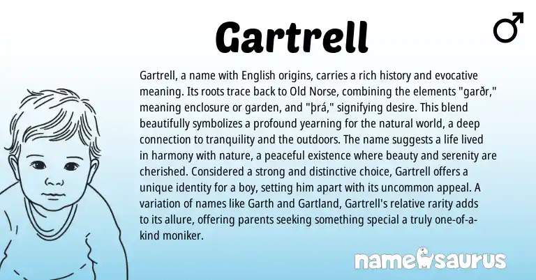 Infographic about Gartrell name meaning, Gartrell is a name from English, Norse origin(s).
