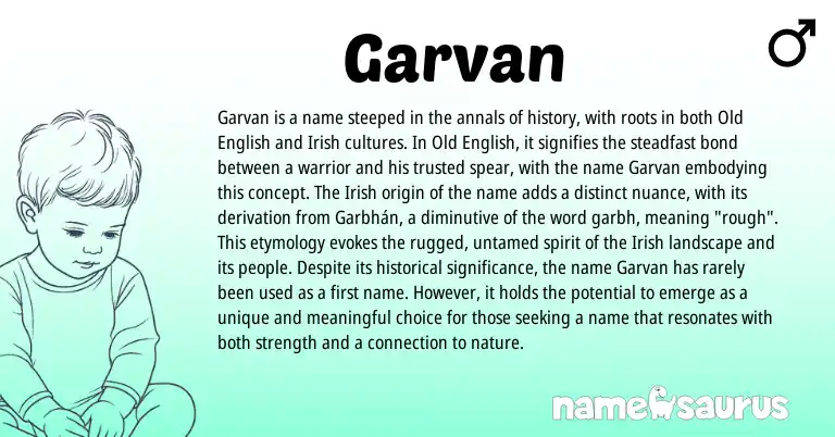 Infographic about Garvan name meaning, Garvan is a name from Irish, Old English origin(s).