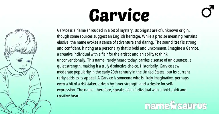 Infographic about Garvice name meaning, Garvice is a name from English origin(s).