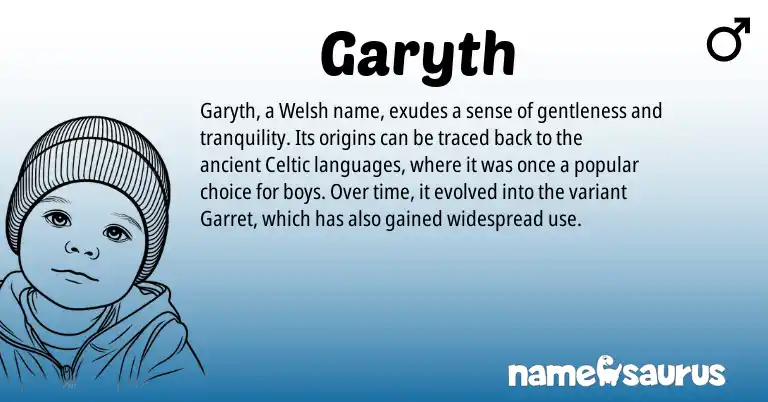 Infographic about Garyth name meaning, Garyth is a name from Welsh, Celtic origin(s).