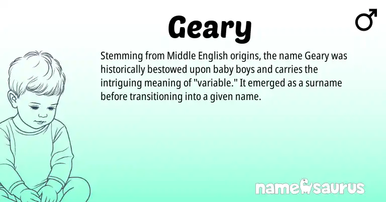 Infographic about Geary name meaning, Geary is a name from Middle English origin(s).