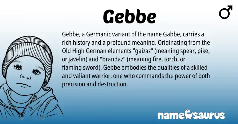 Infographic about Gebbe name meaning, Gebbe is a name from Old High German, Germanic origin(s).
